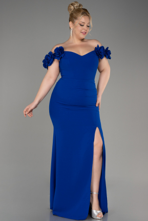 Sax Blue Long Plus Size Prom Dress ABU3946