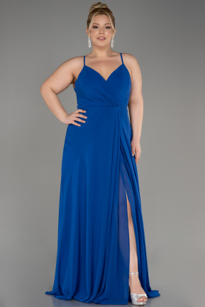 Sax Blue Long Plus Size Evening Dress ABU1324
