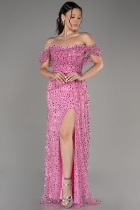 Pink Long Scaly Evening Dress ABU3577