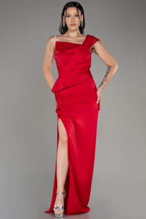 Red Slit Long Satin Evening Dress ABU4014