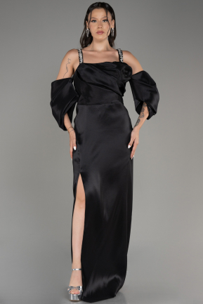 Black Slit Long Plus Size Evening Dress ABU3921