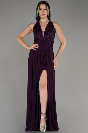 Dark Purple Slit Long Evening Dress ABU4005