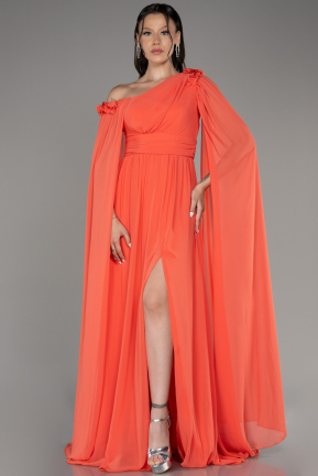 Orange Slit Shawl Long Chiffon Evening Dress ABU4001