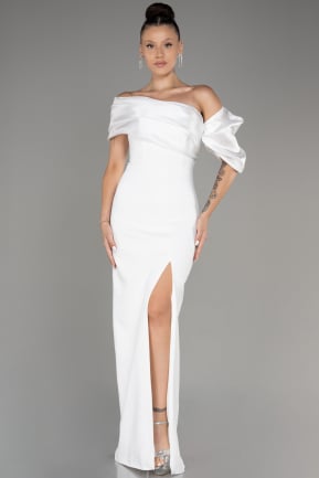 White Slit Long Evening Dress ABU4024