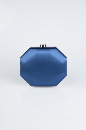 Navy Blue Satin Box Bag V748