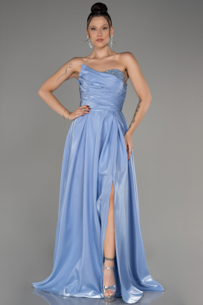 Light Blue Strapless Slit Long Prom Dress ABU4036