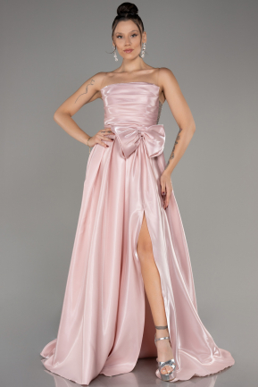 Powder Color Strapless Slit Long Ball Gown ABU4015