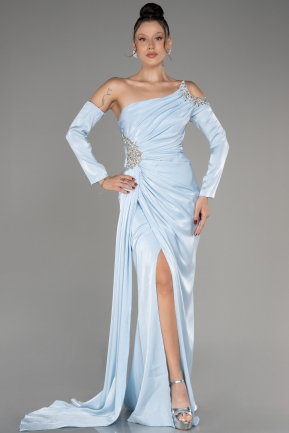 Light Blue One Sleeve Long Formal Evening Dress ABU3976