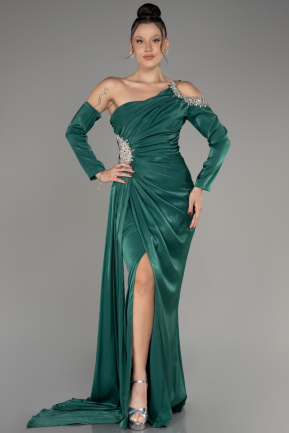 Emerald Green One Sleeve Long Formal Evening Dress ABU3976