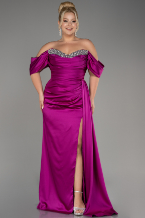 Violet Long Satin Plus Size Engagement Dress ABU3655