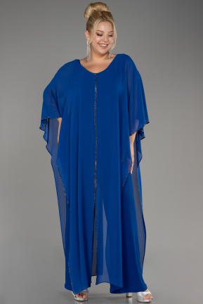 Sax Blue Chiffon Plus Size Cocktail Dress ABT112