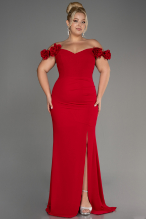 Long Red Plus Size Prom Dress ABU3946