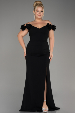 Long Black Plus Size Prom Dress ABU3946