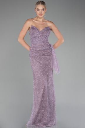 Lavender Strapless Stoned Long Evening Gown ABU4066