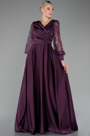 Purple Long Satin Evening Dress ABU3143