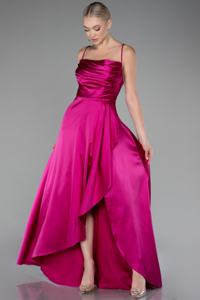 Fuchsia Strappy Long Satin Prom Gown ABU4073