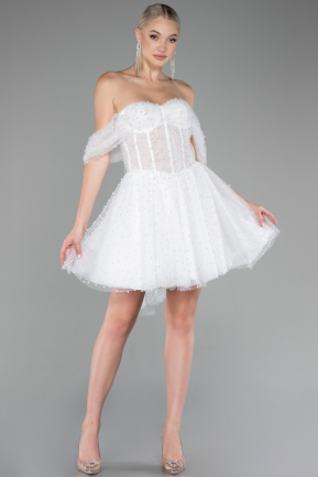 Mini White Plus Size Wedding Dress ABK2110
