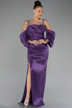 Purple Slit Long Plus Size Evening Dress ABU3921