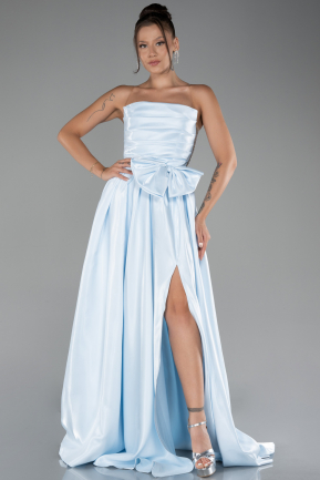 Light Blue Strapless Slit Long Ball Gown ABU4015