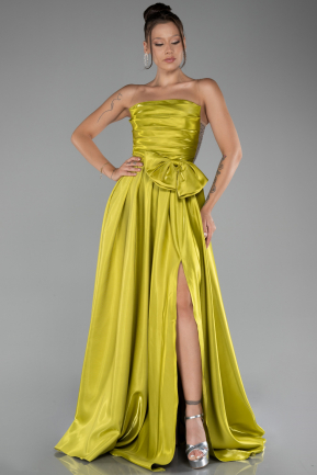 Pistachio Green Strapless Slit Long Ball Gown ABU4015