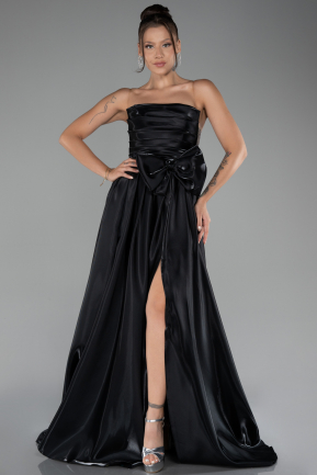 Black Strapless Slit Long Ball Gown ABU4015