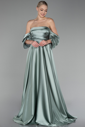 Turquoise Strapless Long Satin Prom Gown ABU4132