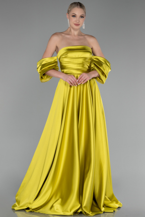Pistachio Green Strapless Long Satin Prom Gown ABU4132