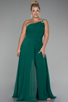 Emerald Green Chiffon Plus Size Evening Dress Jumpsuit ABT119