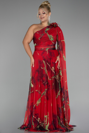 Red Long Plus Size Evening Gown ABU3744