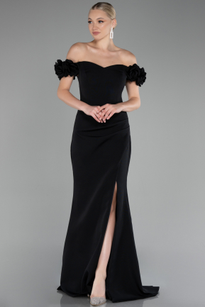 Black Off The Shoulder Long Mermaid Evening Gown ABU4176