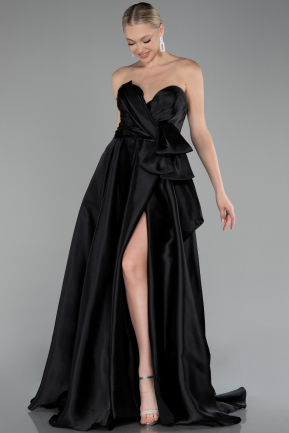 Black Long Satin Evening Dress ABU3674