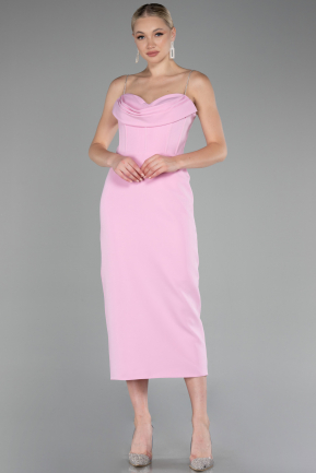 Pink Strappy Midi Invitation Dress ABK2129