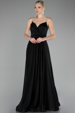 Black Strappy Long Glitter Prom Dress ABU4183