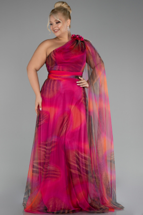 Fuchsia Long Plus Size Evening Gown ABU3993