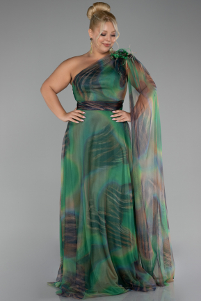 Long Green Plus Size Evening Gown ABU3993