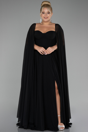 Long Black Chiffon Formal Plus Size Dress ABU4161