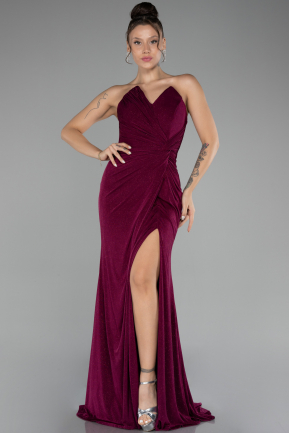 Long Cherry Colored Prom Gown ABU4251