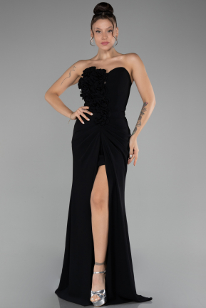 Black Strapless Slit Long Prom Gown ABU4213