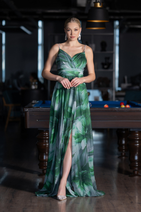 Green Strapless Slit Long Empirme Prom Dress ABU4184