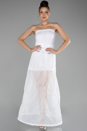 White Tarlatan Evening Dresses ABN0001