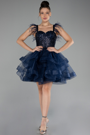 Navy Blue Short Engagement Dress ABK2079