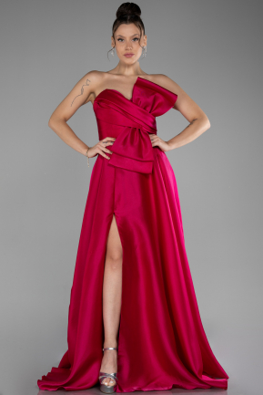 Long Fuchsia Satin Evening Dress ABU4222