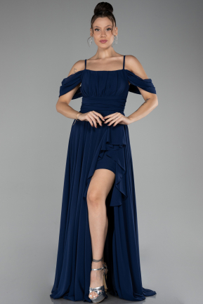 Navy Blue Long Chiffon Evening Dress ABU3591