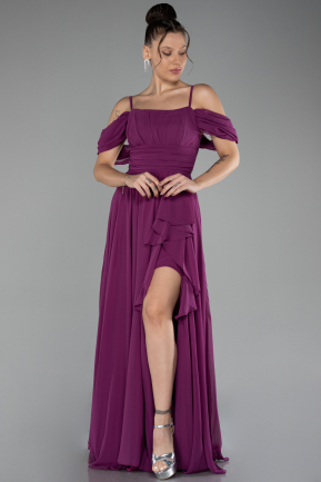 Plum Long Chiffon Evening Dress ABU3591