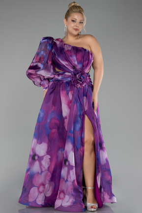 Long Purple Plus Size Engagement Dress ABU4218