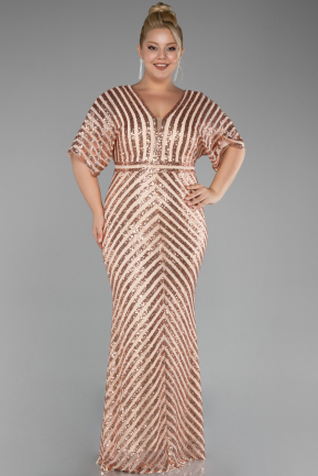 Salmon Long Plus Size Evening Dress ABU2309