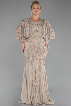 Beige Long Plus Size Engagement Dress ABU3732