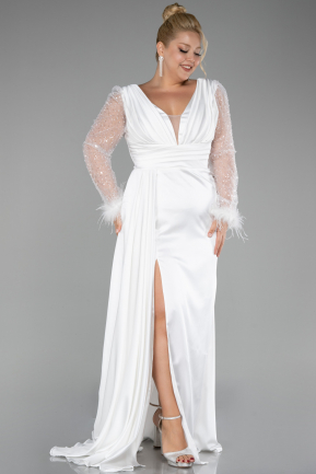 Long White Plus Size Evening Dress ABU3237