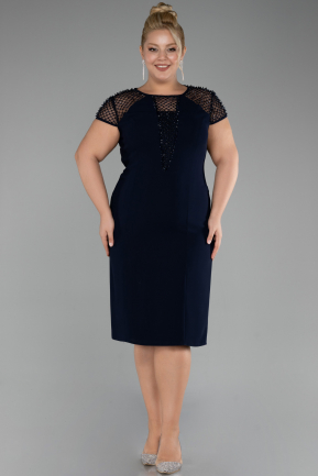 Navy Blue Midi Plus Size Cocktail Dress ABK1949