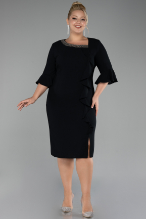 Black Capri Sleeve Midi Plus Size Invitation Dress ABK2136